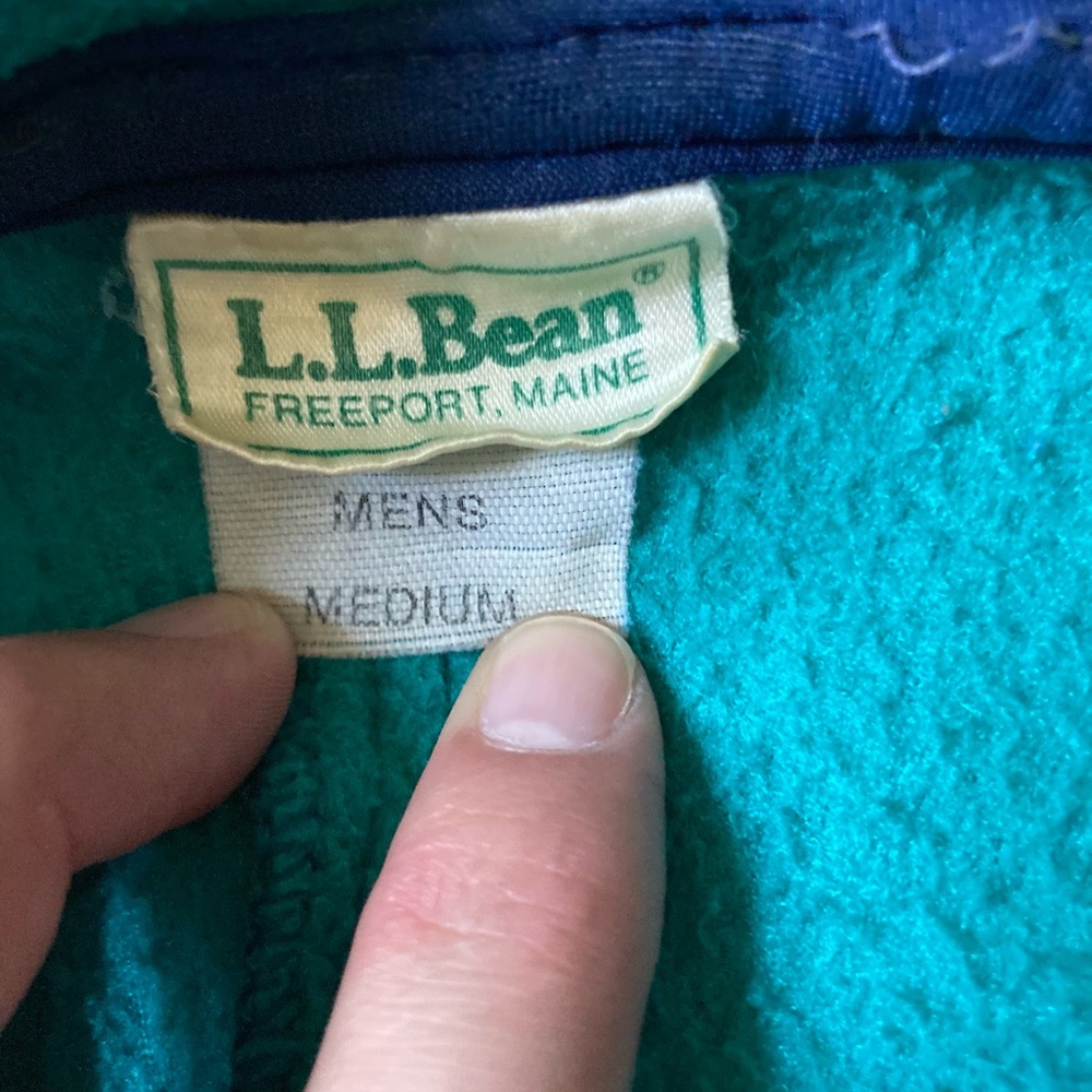 Vintage LL bean fleece jacket teal 90’s medium USA made full zip outdoors - Picture 5 of 5